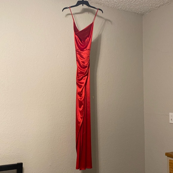 Windsor Satin Red High Slit Formal Dress - Picture 4 of 4